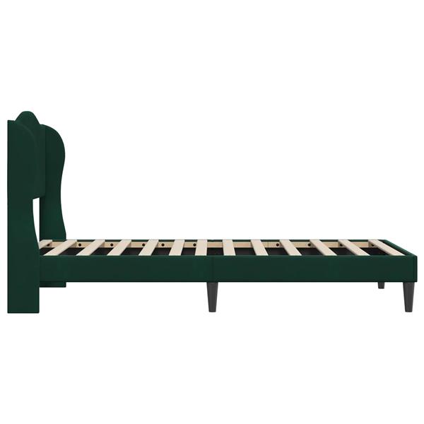 Grote foto vidaxl bedframe met hoofdeinde donkergroen 90 x 200 cm fluweel antiek en kunst stoelen en banken
