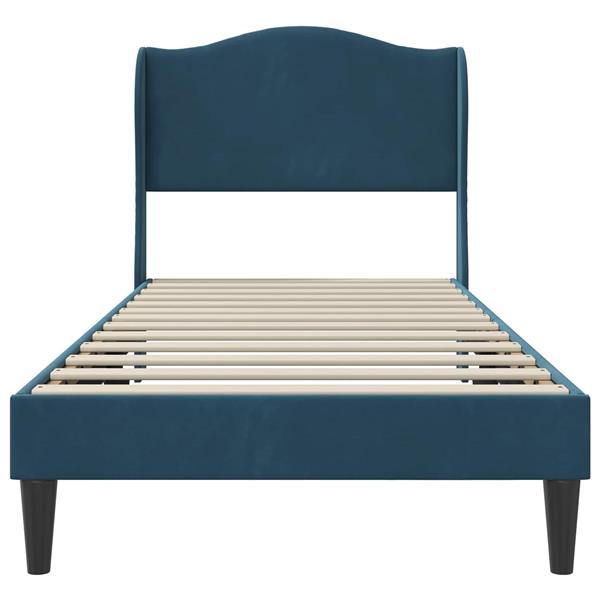 Grote foto vidaxl bedframe met hoofdeinde blauw 80 x 200 cm fluweel antiek en kunst stoelen en banken