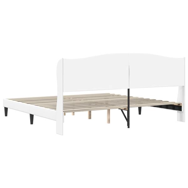 Grote foto vidaxl bedframe met hoofdeinde wit 180 x 200 cm kunstleer antiek en kunst stoelen en banken