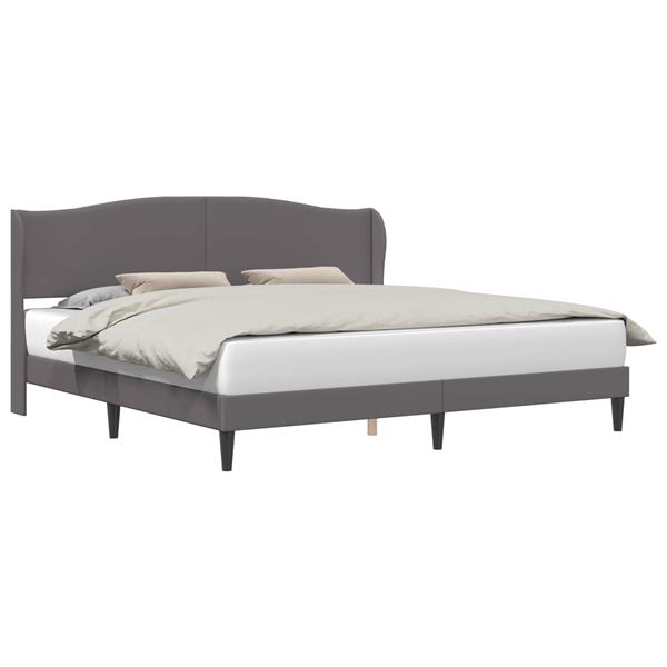 Grote foto vidaxl bedframe met hoofdeinde grijs 180 x 200 cm kunstleer antiek en kunst stoelen en banken