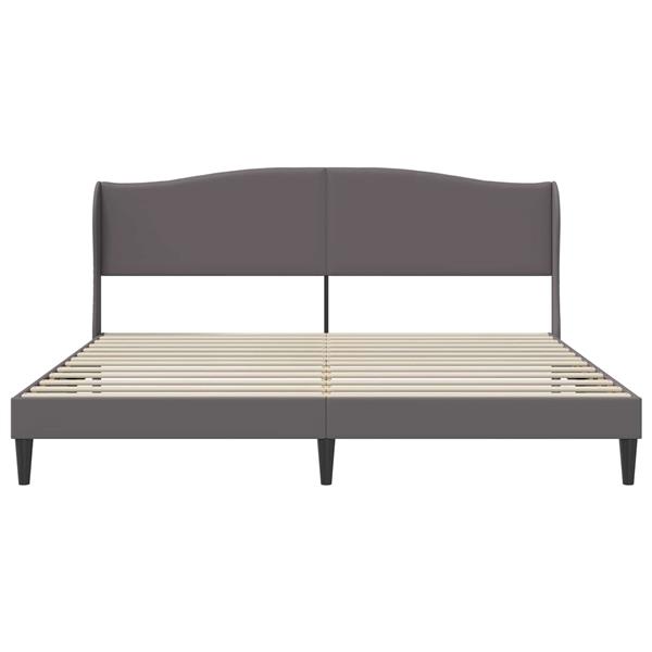Grote foto vidaxl bedframe met hoofdeinde grijs 180 x 200 cm kunstleer antiek en kunst stoelen en banken