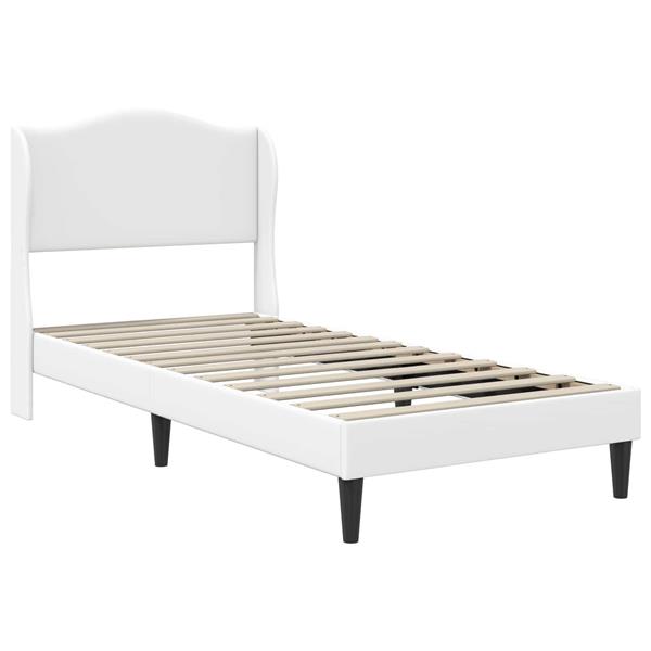 Grote foto vidaxl bedframe met hoofdeinde wit 100 x 200 cm kunstleer antiek en kunst stoelen en banken