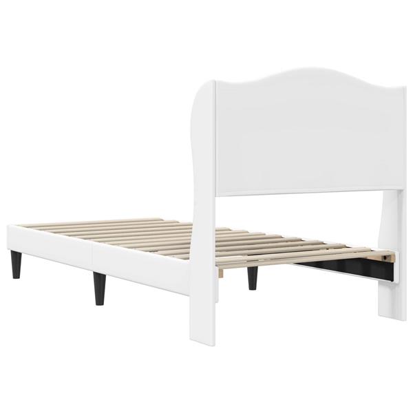 Grote foto vidaxl bedframe met hoofdeinde wit 90 x 190 cm kunstleer antiek en kunst stoelen en banken