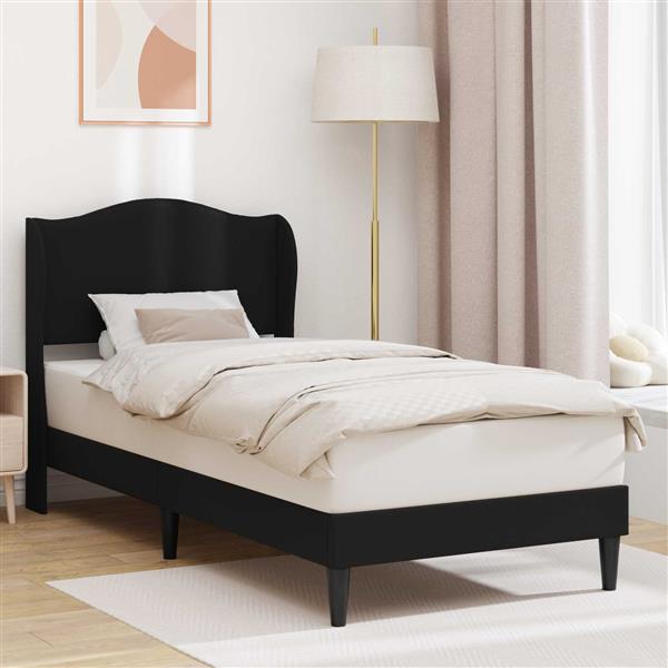 Grote foto vidaxl bedframe met hoofdeinde zwart 80 x 200 cm kunstleer antiek en kunst stoelen en banken