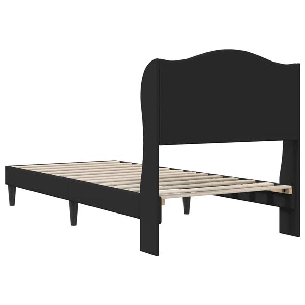 Grote foto vidaxl bedframe met hoofdeinde zwart 80 x 200 cm kunstleer antiek en kunst stoelen en banken