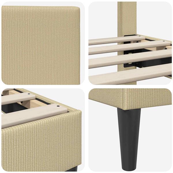Grote foto vidaxl bedframe lichtgroen grijs 140 x 190 cm katoen stof antiek en kunst stoelen en banken