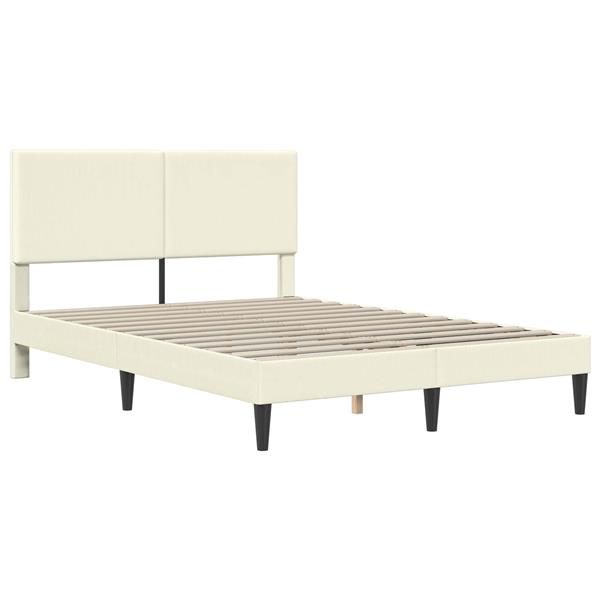 Grote foto vidaxl bedframe met hoofdeinde cr mekleurig 140 x 190 cm katoen stof antiek en kunst stoelen en banken
