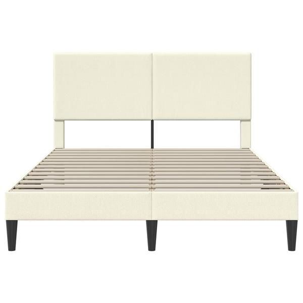 Grote foto vidaxl bedframe met hoofdeinde cr mekleurig 140 x 190 cm katoen stof antiek en kunst stoelen en banken