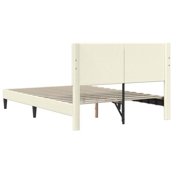 Grote foto vidaxl bedframe met hoofdeinde cr mekleurig 140 x 190 cm katoen stof antiek en kunst stoelen en banken