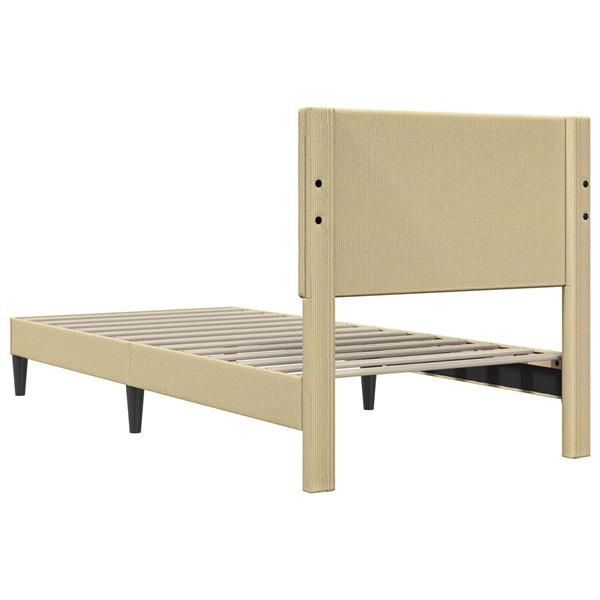 Grote foto vidaxl bedframe lichtgroen grijs 100 x 200 cm katoen stof antiek en kunst stoelen en banken