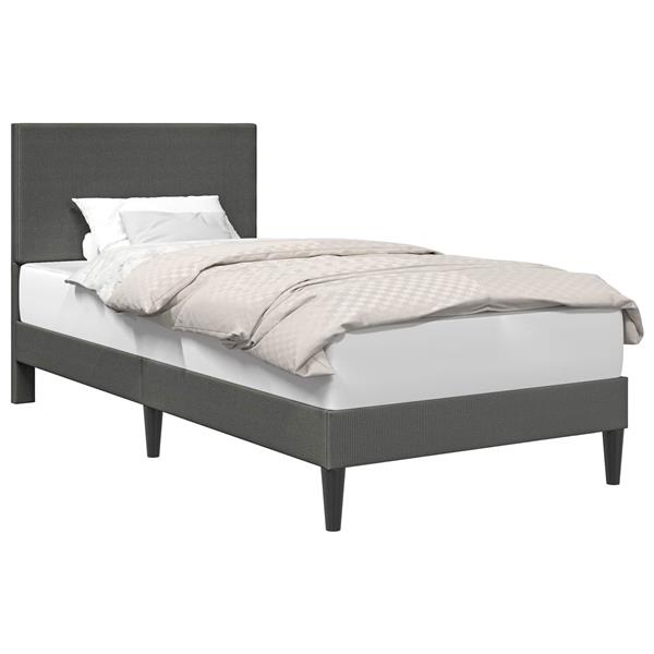 Grote foto vidaxl bedframe met hoofdeinde donkergrijs 100 x 200 cm katoen stof antiek en kunst stoelen en banken