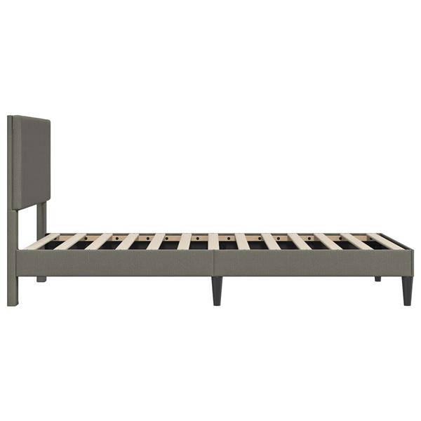 Grote foto vidaxl bedframe met hoofdeinde lichtgrijs 90 x 190 cm katoen stof antiek en kunst stoelen en banken