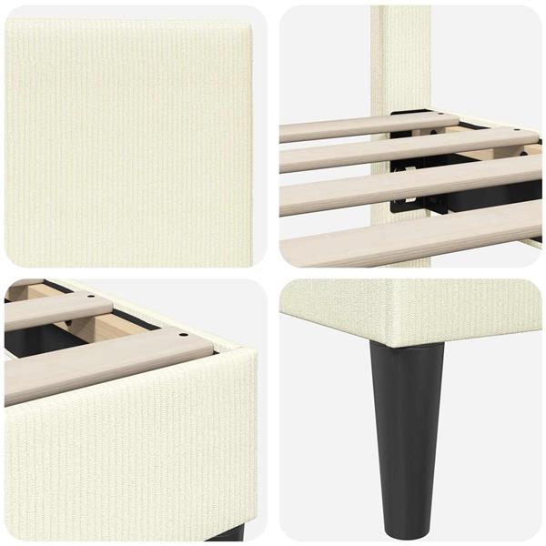 Grote foto vidaxl bedframe met hoofdeinde cr mekleurig 80 x 200 cm katoen stof antiek en kunst stoelen en banken