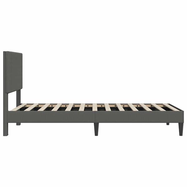 Grote foto vidaxl bedframe met hoofdeinde donkergrijs 80 x 200 cm katoen stof antiek en kunst stoelen en banken