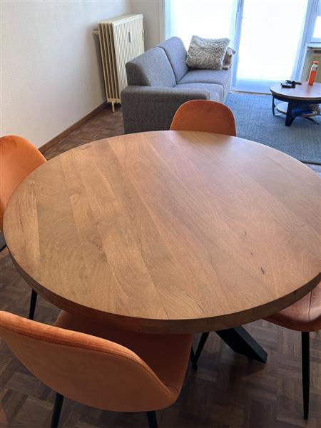 Grote foto ronde mangohouten eettafel met stoelen huis en inrichting eettafels