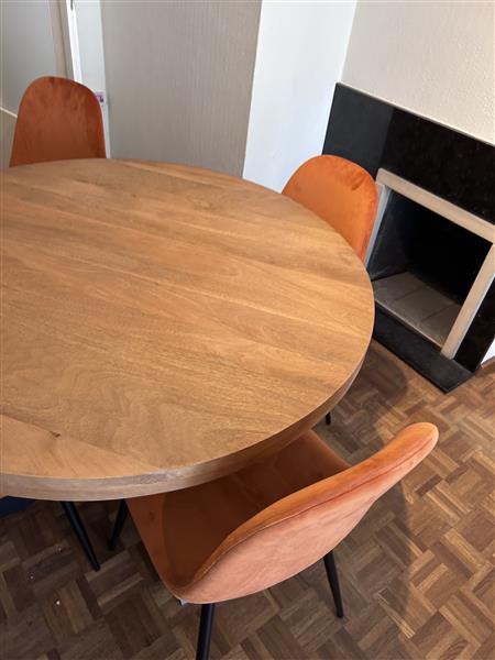 Grote foto ronde mangohouten eettafel met stoelen huis en inrichting eettafels