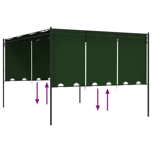 Grote foto vidaxl prieel 4 x 3 x 2 3 m groen polyester en staal tuin en terras overige tuin en terras