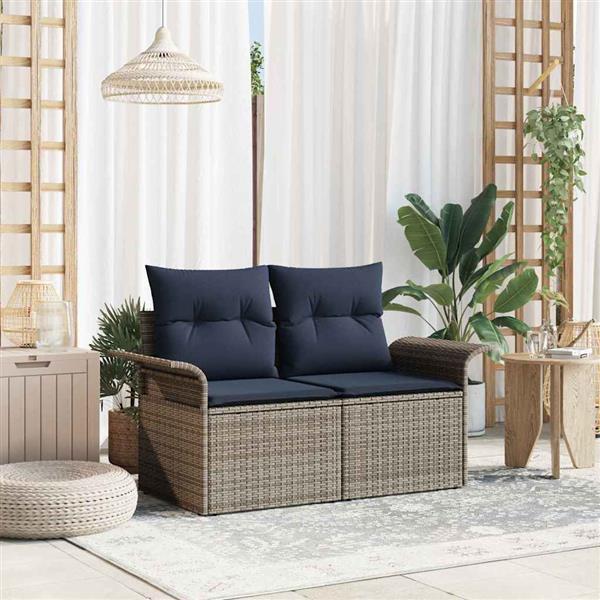 Grote foto vidaxl tuinbank met kussen 141 x 62 x 69 cm poly rattan tuin en terras tuinmeubelen