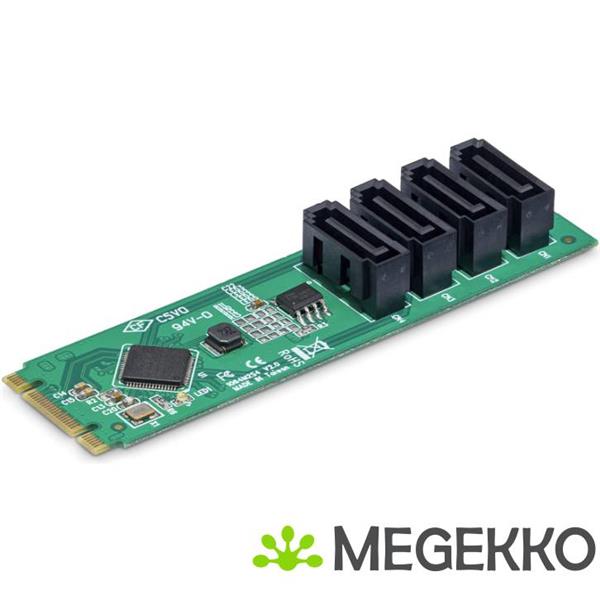 Grote foto startech.com m.2 naar 4 port sata adapter kaart m.2 pcie 3.0 naar sata hdd ssd uitbreidingskaart computers en software overige computers en software