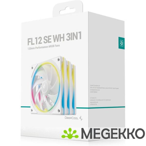 Grote foto deepcool fl12r se wh 3in1 computer behuizing ventilator 12 cm wit computers en software overige computers en software