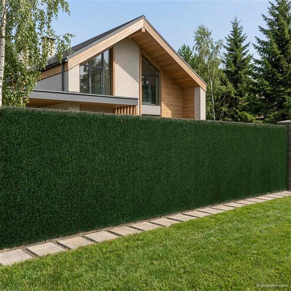 Grote foto vidaxl kunstmatige omheining donkergroen 1 x 6 m pvc en staal tuin en terras sierplanten