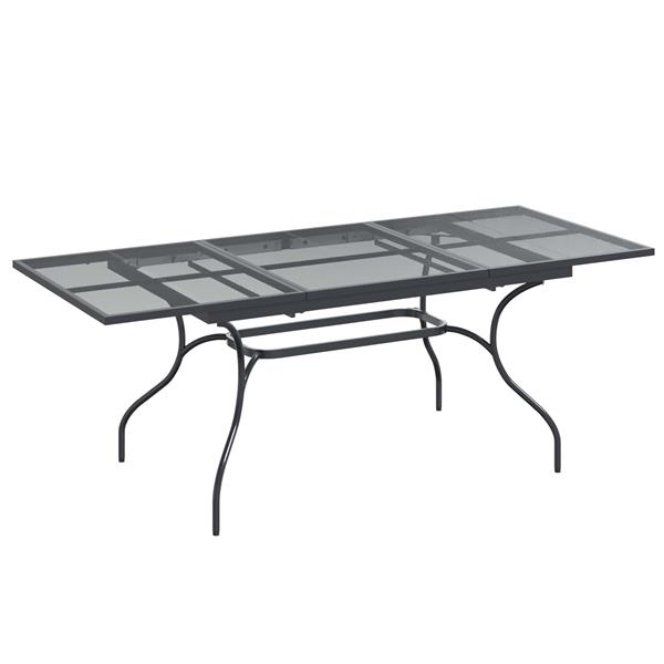 Grote foto vidaxl uiterbreidbare mesh eettafel antracietkleurig 212 x 90 x 76 cm tuin en terras tuinmeubelen