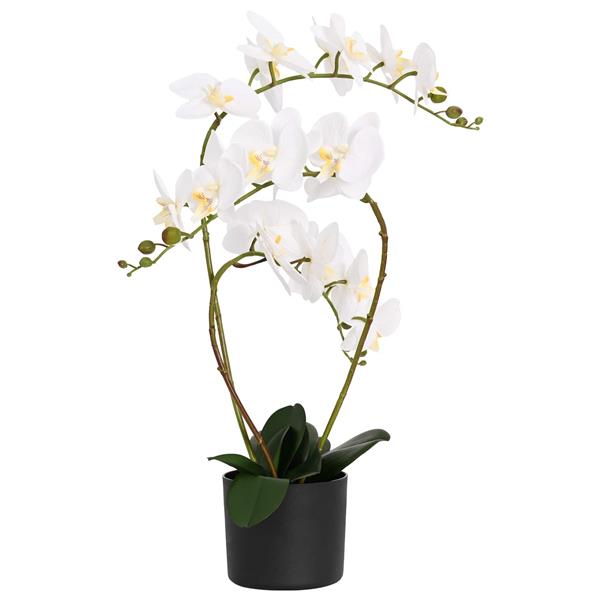Grote foto vidaxl kunstorchidee met pot wit 45 x 15 x 65 cm stof pe en peva tuin en terras sierplanten