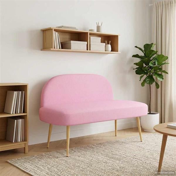 Grote foto vidaxl beklede bank met rugleuning roze 110 x 60 x 76 cm polyester huis en inrichting overige huis en inrichting