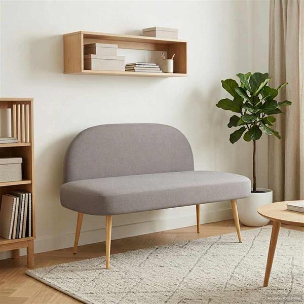 Grote foto vidaxl beklede bank met rugleuning taupe 110 x 60 x 76 cm polyester huis en inrichting overige huis en inrichting