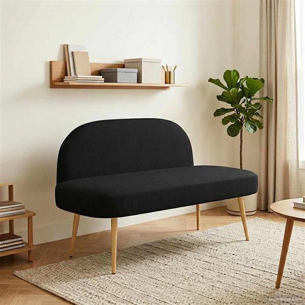 Grote foto vidaxl beklede bank met rugleuning zwart 110 x 60 x 76 cm polyester huis en inrichting overige huis en inrichting