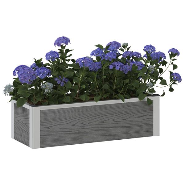 Grote foto vidaxl verhoogde plantenbak grijs 75 x 30 x 22 cm wpc en aluminium tuin en terras overige tuin en terras