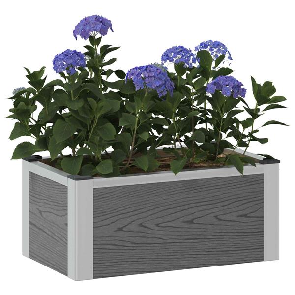 Grote foto vidaxl verhoogde plantenbak grijs 50 x 30 x 22 cm wpc en aluminium tuin en terras overige tuin en terras