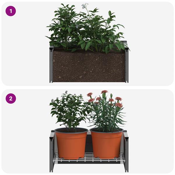 Grote foto vidaxl verhoogde plantenbak grijs 50 x 30 x 22 cm wpc en aluminium tuin en terras overige tuin en terras