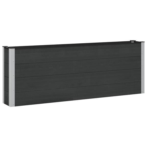 Grote foto vidaxl verhoogde plantenbak zwart 200 x 30 x 72 cm wpc en aluminium tuin en terras overige tuin en terras