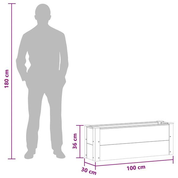 Grote foto vidaxl verhoogde plantenbak zwart 100 x 30 x 36 cm alu. tuin en terras overige tuin en terras