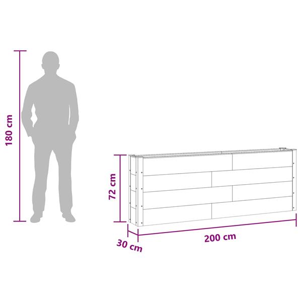 Grote foto vidaxl verhoogde plantenbak grijs 200 x 30 x 72 cm wpc en aluminium tuin en terras overige tuin en terras