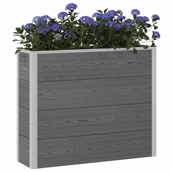 Grote foto vidaxl verhoogde plantenbak grijs 100 x 30 x 22 cm wpc en aluminium tuin en terras overige tuin en terras