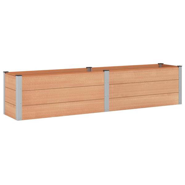 Grote foto vidaxl verhoogde plantenbak bruin 250 x 50 x 54 cm alu. tuin en terras overige tuin en terras