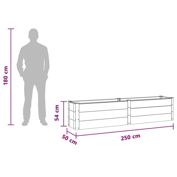 Grote foto vidaxl verhoogde plantenbak bruin 250 x 50 x 54 cm alu. tuin en terras overige tuin en terras