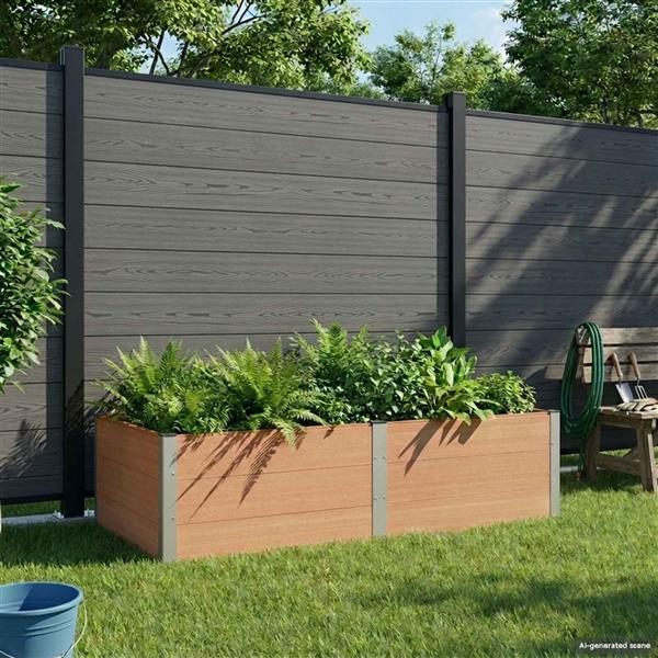 Grote foto vidaxl verhoogde plantenbak bruin 200 x 100 x 54 cm alu. tuin en terras overige tuin en terras
