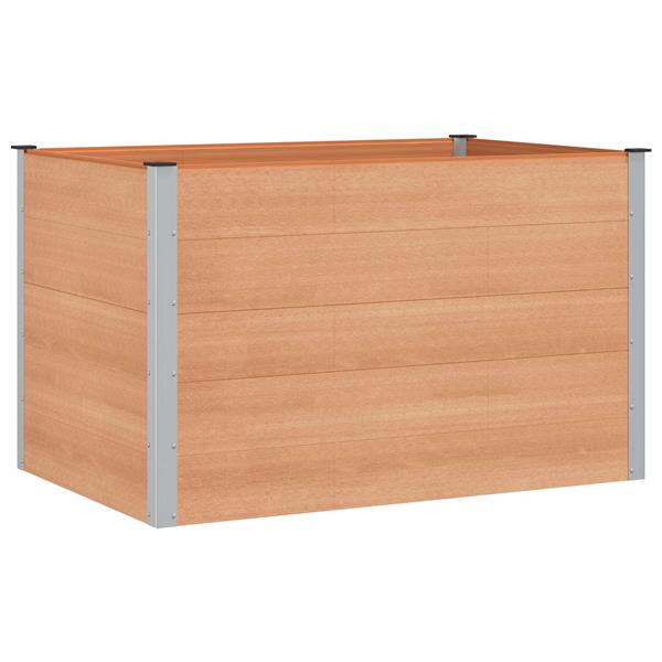 Grote foto vidaxl verhoogde plantenbak bruin 150 x 100 x 91 cm alu. tuin en terras overige tuin en terras