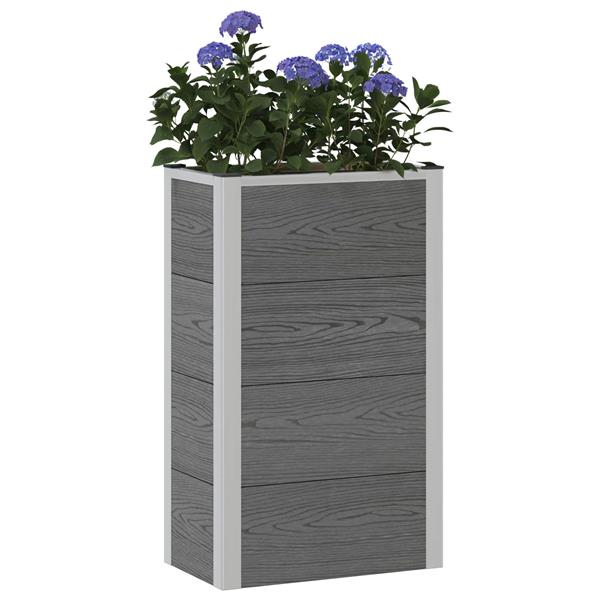 Grote foto vidaxl verhoogde plantenbak grijs 50 x 30 x 22 cm wpc en aluminium tuin en terras overige tuin en terras