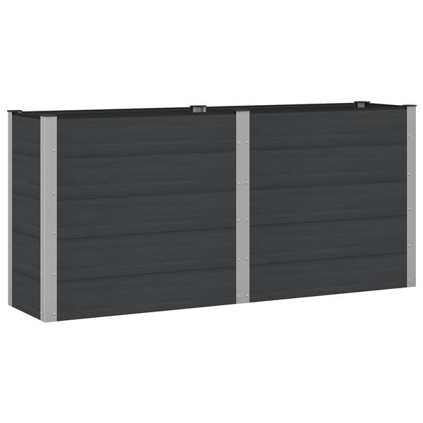 Grote foto vidaxl verhoogde plantenbak zwart 200 x 50 x 91 cm alu. tuin en terras overige tuin en terras