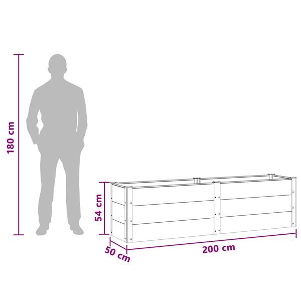 Grote foto vidaxl verhoogde plantenbak zwart 200 x 50 x 54 cm alu. tuin en terras overige tuin en terras