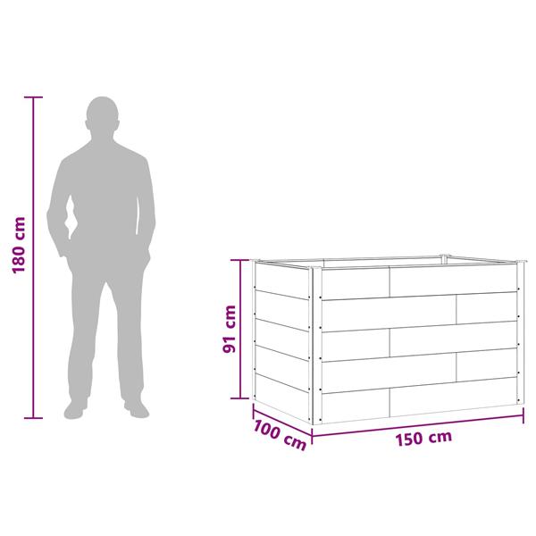 Grote foto vidaxl verhoogde plantenbak zwart 150 x 100 x 91 cm alu. tuin en terras overige tuin en terras