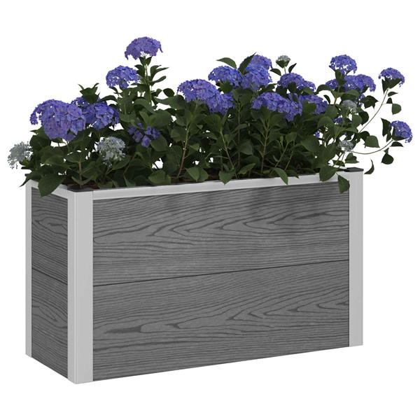 Grote foto vidaxl verhoogde plantenbak grijs 75 x 30 x 22 cm wpc en aluminium tuin en terras overige tuin en terras