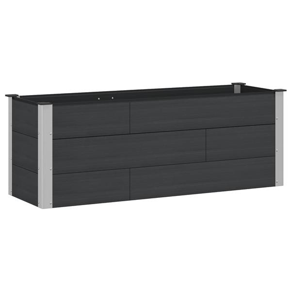 Grote foto vidaxl verhoogde plantenbak zwart 150 x 50 x 54 cm alu. tuin en terras overige tuin en terras