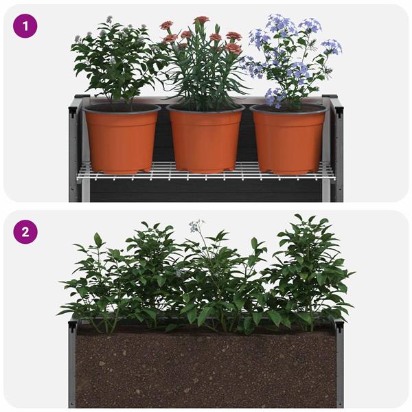 Grote foto vidaxl verhoogde plantenbak grijs 50 x 30 x 22 cm wpc en aluminium tuin en terras overige tuin en terras