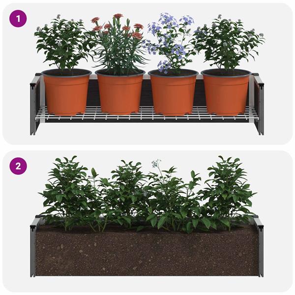 Grote foto vidaxl verhoogde plantenbak grijs 100 x 30 x 22 cm wpc en aluminium tuin en terras overige tuin en terras