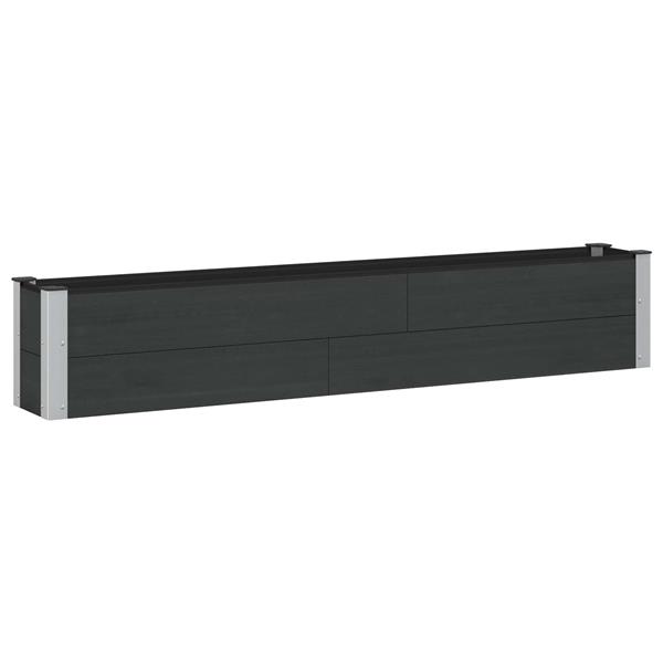 Grote foto vidaxl verhoogde plantenbak zwart 200 x 30 x 36 cm alu. tuin en terras overige tuin en terras